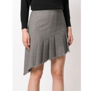 New Helmut Lang Gray Angled Unfinished Hem Skirt